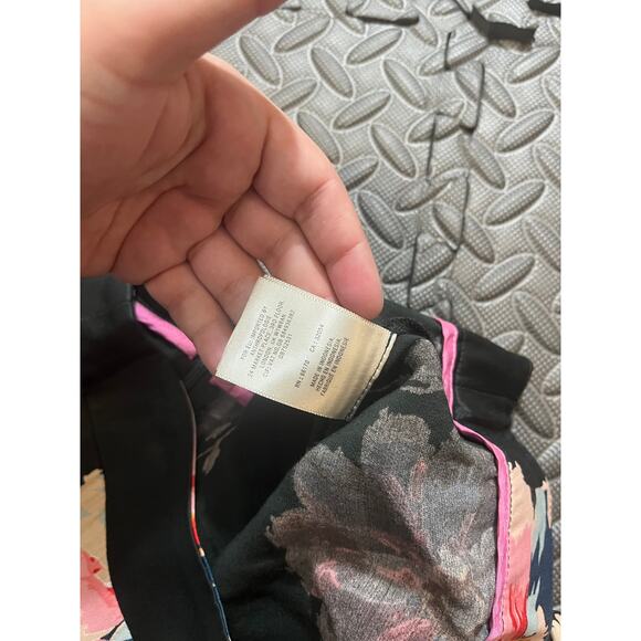 Anthropologie Elevenses Floral Tansy Ruffle Pants Size 4 Black Satin Wide Leg - Picture 5 of 11